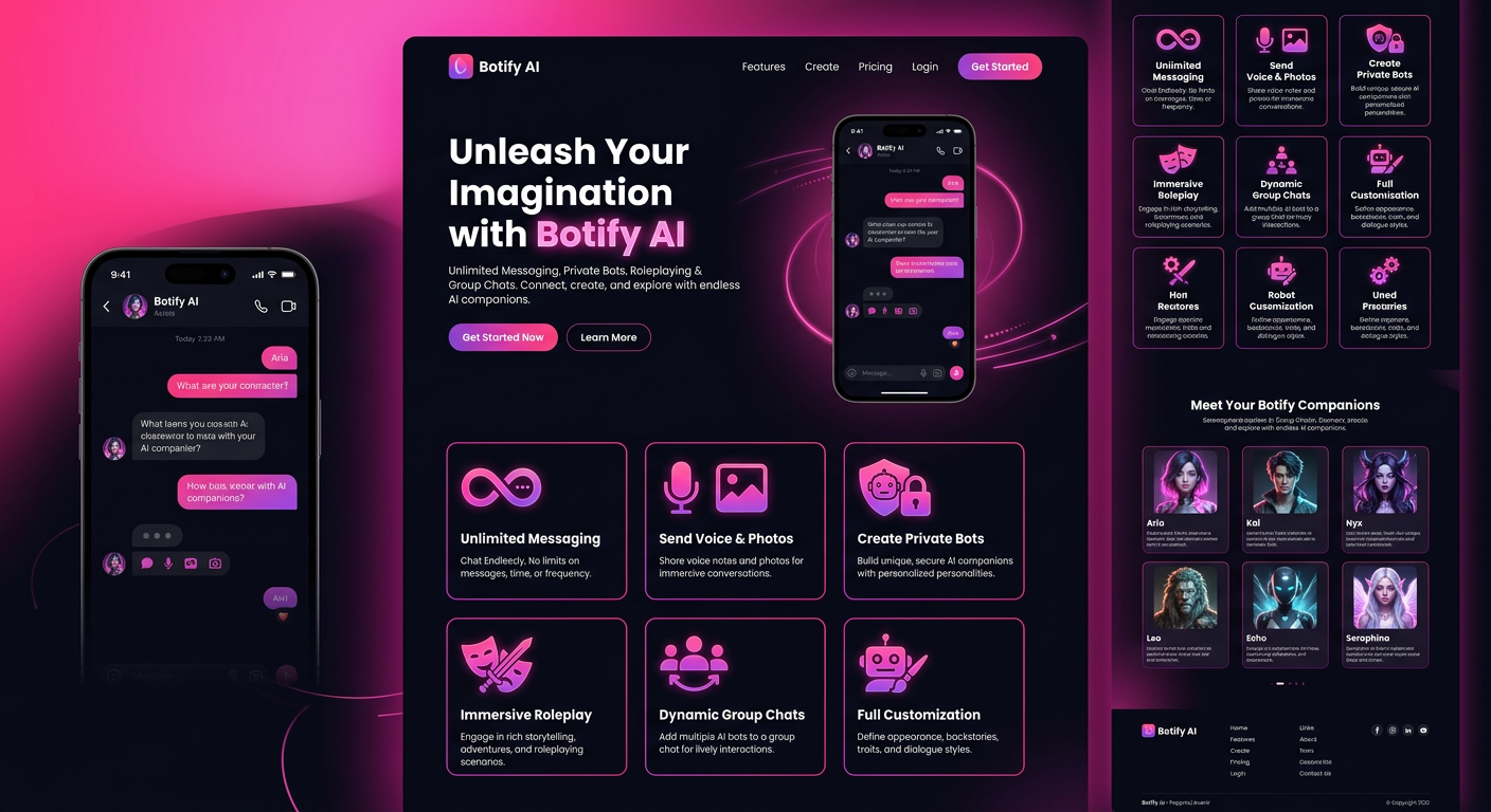 Botify AI features landing screenshot